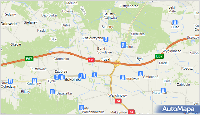 mapa Prusak, Prusak na mapie Targeo