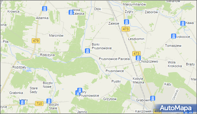 mapa Prusinowice-Parcela, Prusinowice-Parcela na mapie Targeo