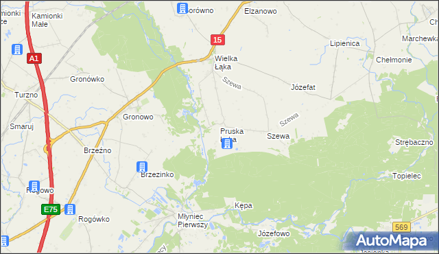 mapa Pruska Łąka, Pruska Łąka na mapie Targeo