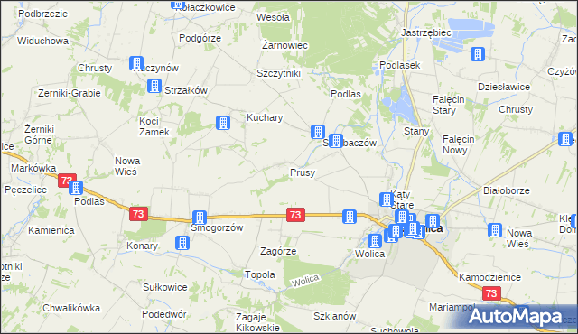 mapa Prusy gmina Stopnica, Prusy gmina Stopnica na mapie Targeo