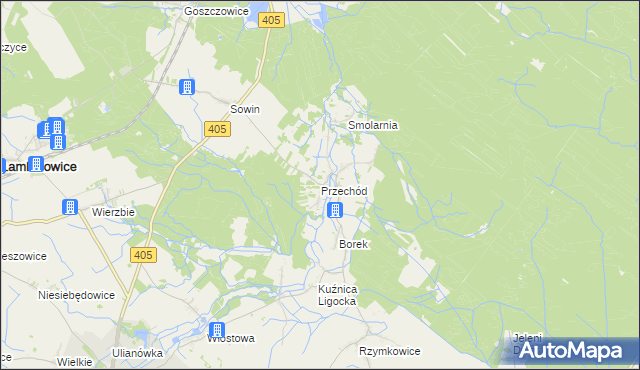 mapa Przechód gmina Korfantów, Przechód gmina Korfantów na mapie Targeo