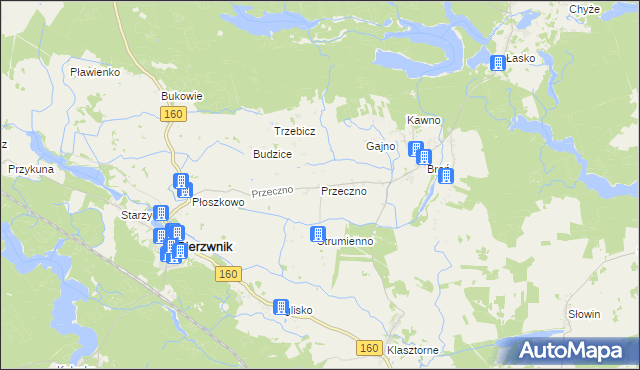 mapa Przeczno gmina Bierzwnik, Przeczno gmina Bierzwnik na mapie Targeo
