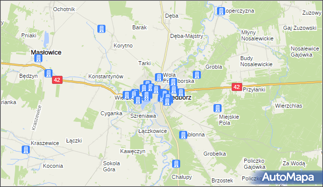 mapa Przedbórz powiat radomszczański, Przedbórz powiat radomszczański na mapie Targeo