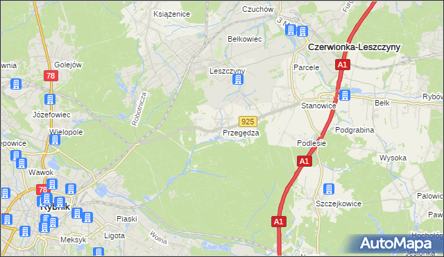 mapa Przegędza, Przegędza na mapie Targeo