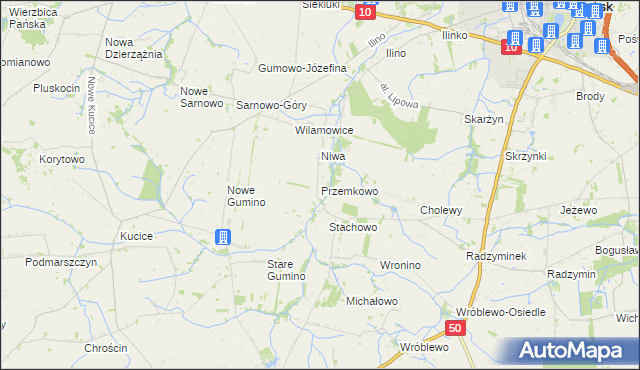 mapa Przemkowo gmina Dzierzążnia, Przemkowo gmina Dzierzążnia na mapie Targeo
