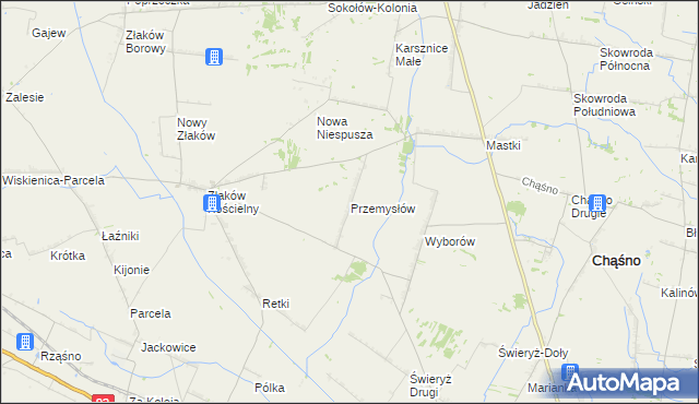 mapa Przemysłów gmina Chąśno, Przemysłów gmina Chąśno na mapie Targeo