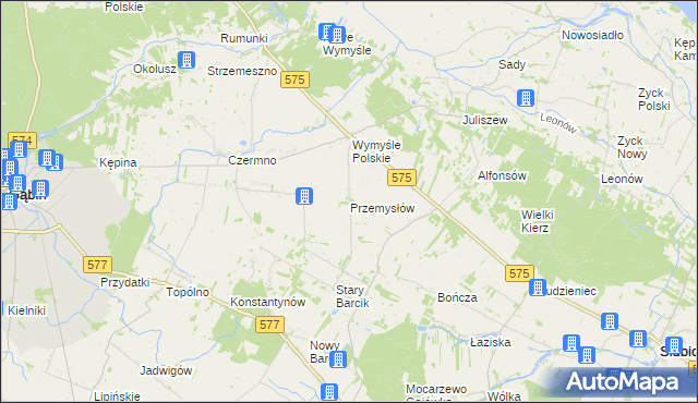 mapa Przemysłów gmina Gąbin, Przemysłów gmina Gąbin na mapie Targeo