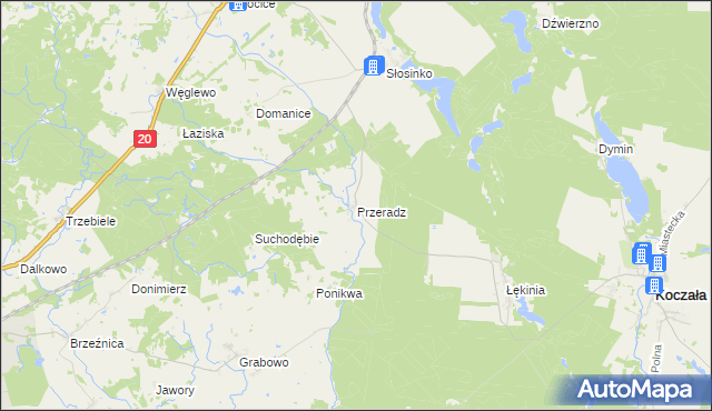 mapa Przeradz gmina Miastko, Przeradz gmina Miastko na mapie Targeo