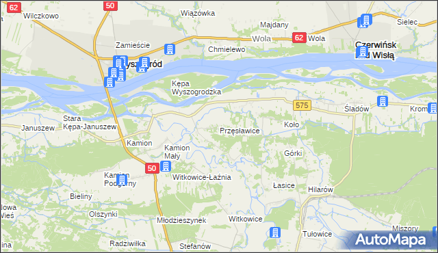 mapa Przęsławice gmina Brochów, Przęsławice gmina Brochów na mapie Targeo