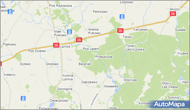 mapa Przeszkoda gmina Golub-Dobrzyń, Przeszkoda gmina Golub-Dobrzyń na mapie Targeo