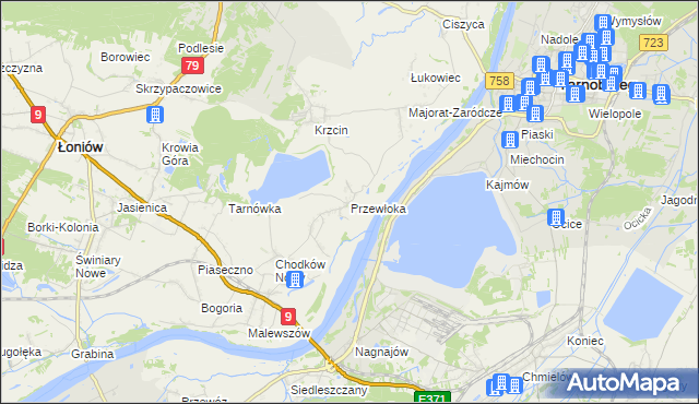 mapa Przewłoka gmina Łoniów, Przewłoka gmina Łoniów na mapie Targeo