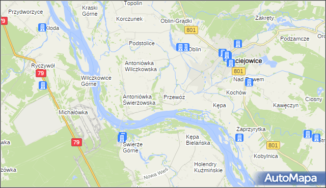mapa Przewóz gmina Maciejowice, Przewóz gmina Maciejowice na mapie Targeo