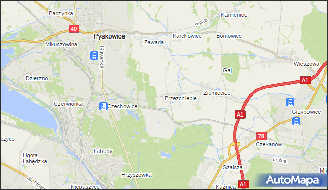 mapa Przezchlebie, Przezchlebie na mapie Targeo