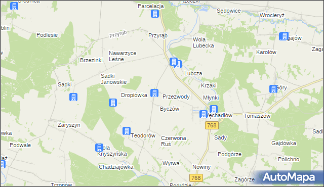 mapa Przezwody gmina Wodzisław, Przezwody gmina Wodzisław na mapie Targeo