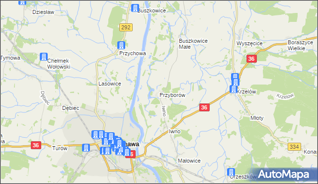 mapa Przyborów gmina Wińsko, Przyborów gmina Wińsko na mapie Targeo