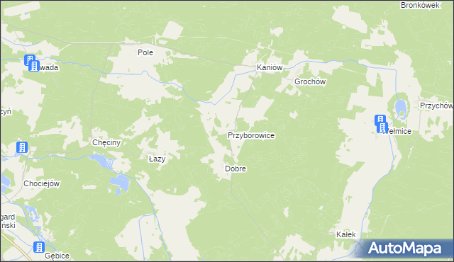 mapa Przyborowice gmina Gubin, Przyborowice gmina Gubin na mapie Targeo