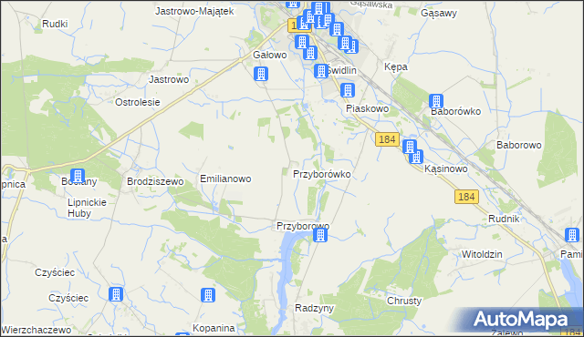 mapa Przyborówko, Przyborówko na mapie Targeo