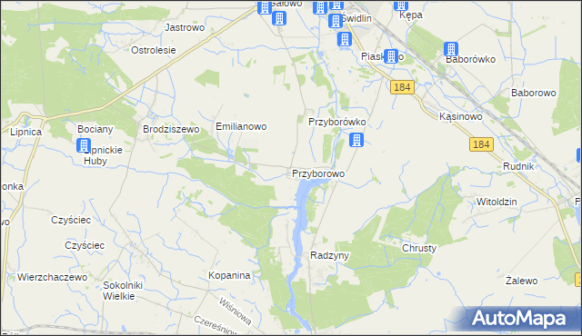 mapa Przyborowo gmina Szamotuły, Przyborowo gmina Szamotuły na mapie Targeo