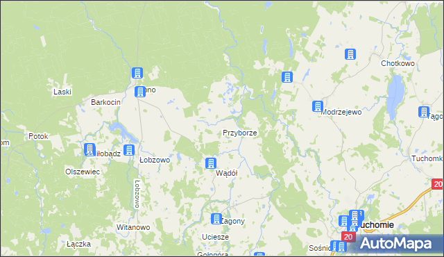 mapa Przyborze gmina Kołczygłowy, Przyborze gmina Kołczygłowy na mapie Targeo