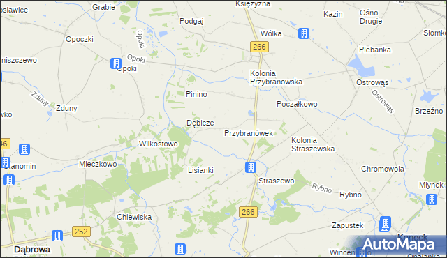 mapa Przybranówek, Przybranówek na mapie Targeo