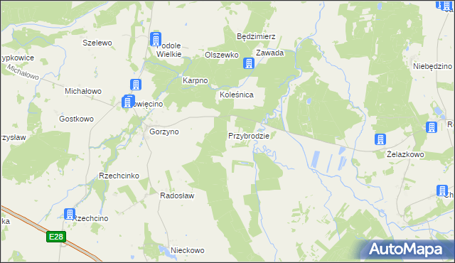 mapa Przybrodzie gmina Główczyce, Przybrodzie gmina Główczyce na mapie Targeo