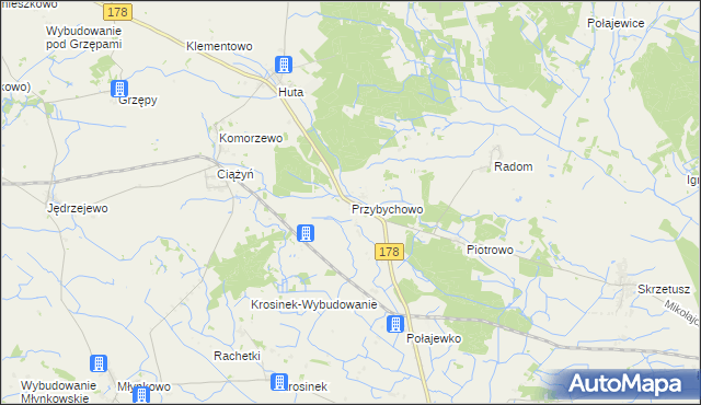 mapa Przybychowo, Przybychowo na mapie Targeo