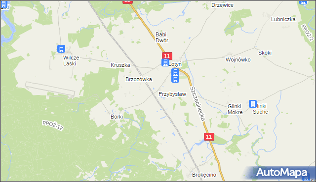 mapa Przybysław gmina Okonek, Przybysław gmina Okonek na mapie Targeo