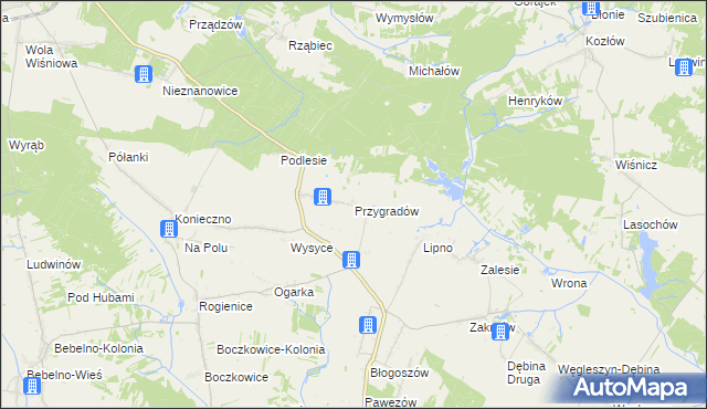 mapa Przygradów, Przygradów na mapie Targeo
