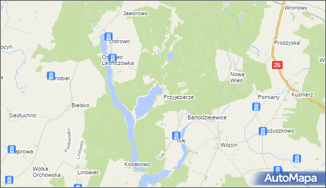 mapa Przyjezierze gmina Jeziora Wielkie, Przyjezierze gmina Jeziora Wielkie na mapie Targeo