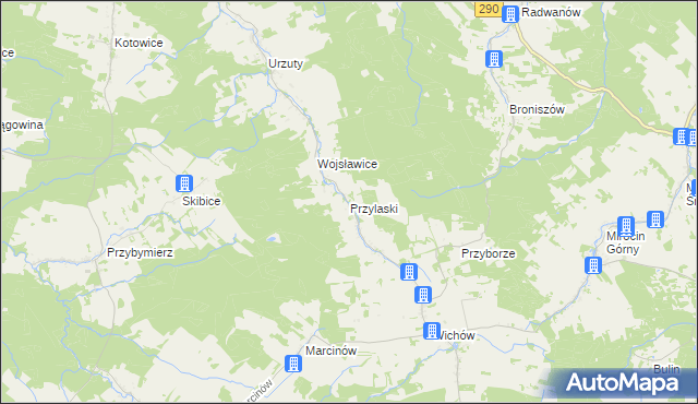 mapa Przylaski gmina Brzeźnica, Przylaski gmina Brzeźnica na mapie Targeo