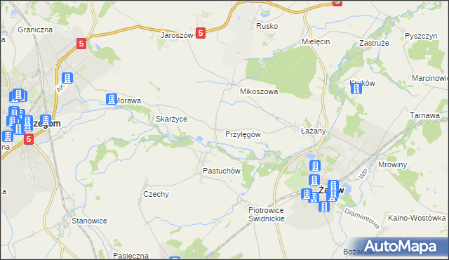 mapa Przyłęgów, Przyłęgów na mapie Targeo