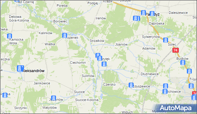 mapa Przyłęk gmina Paradyż, Przyłęk gmina Paradyż na mapie Targeo