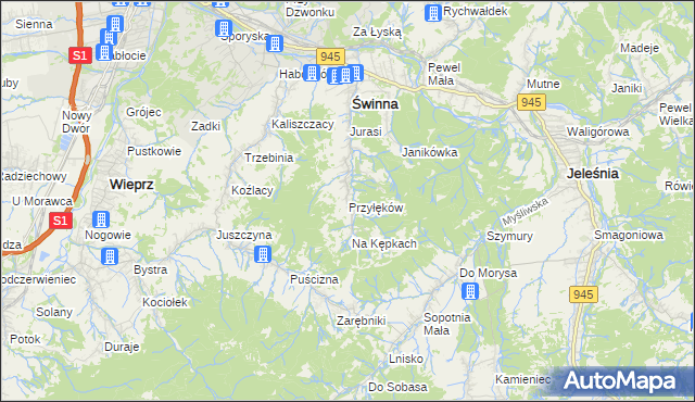 mapa Przyłęków, Przyłęków na mapie Targeo