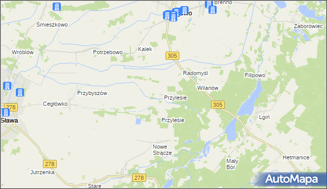 mapa Przylesie gmina Wijewo, Przylesie gmina Wijewo na mapie Targeo