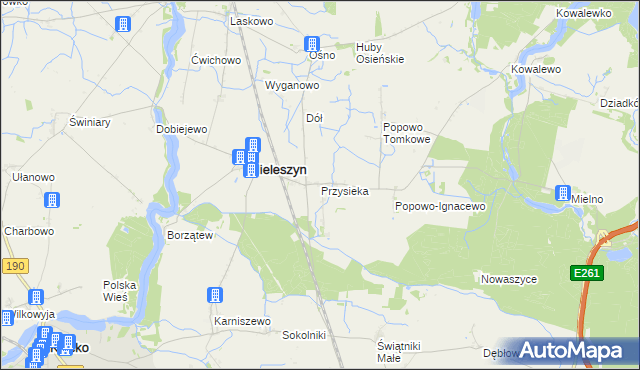 mapa Przysieka gmina Mieleszyn, Przysieka gmina Mieleszyn na mapie Targeo