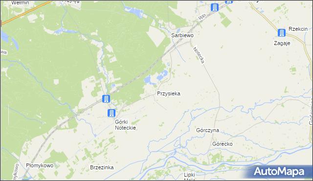 mapa Przysieka gmina Zwierzyn, Przysieka gmina Zwierzyn na mapie Targeo