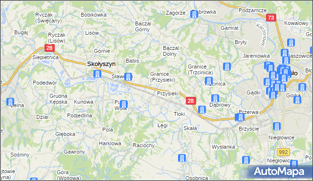 mapa Przysieki, Przysieki na mapie Targeo
