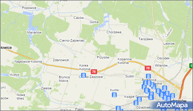 mapa Przysów, Przysów na mapie Targeo