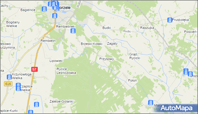 mapa Przysowy gmina Chorzele, Przysowy gmina Chorzele na mapie Targeo