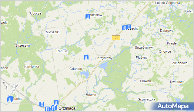 mapa Przystawy gmina Grzmiąca, Przystawy gmina Grzmiąca na mapie Targeo