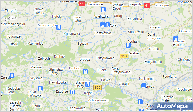 mapa Przytkowice, Przytkowice na mapie Targeo