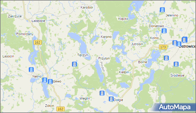 mapa Przytoń gmina Ostrowice, Przytoń gmina Ostrowice na mapie Targeo