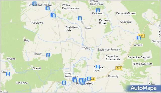 mapa Przytuły gmina Krasnosielc, Przytuły gmina Krasnosielc na mapie Targeo