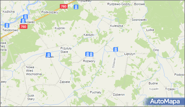 mapa Przytuły Nowe, Przytuły Nowe na mapie Targeo