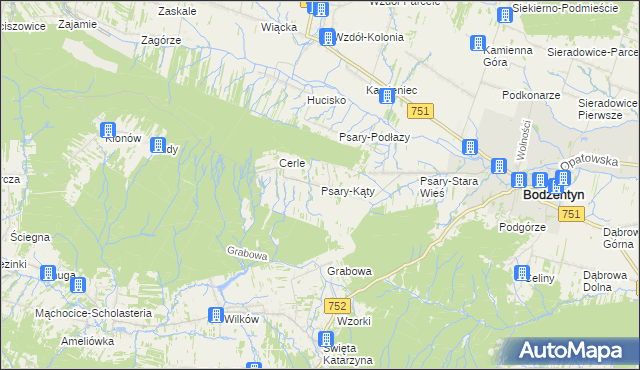 mapa Psary-Kąty, Psary-Kąty na mapie Targeo