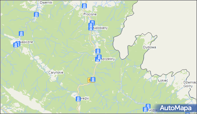 mapa Pszczeliny, Pszczeliny na mapie Targeo