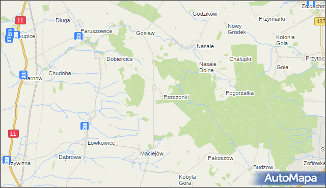 mapa Pszczonki, Pszczonki na mapie Targeo