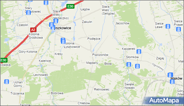 mapa Pszczonów, Pszczonów na mapie Targeo
