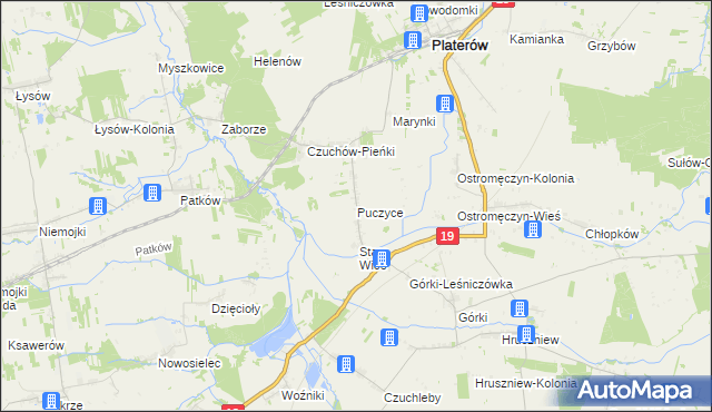 mapa Puczyce, Puczyce na mapie Targeo