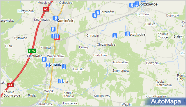 mapa Pudzików, Pudzików na mapie Targeo